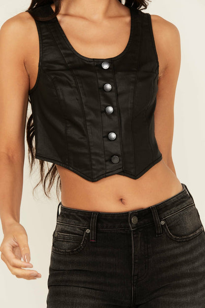 Idyllwind Women | Coated Bustier Button-Down Vest