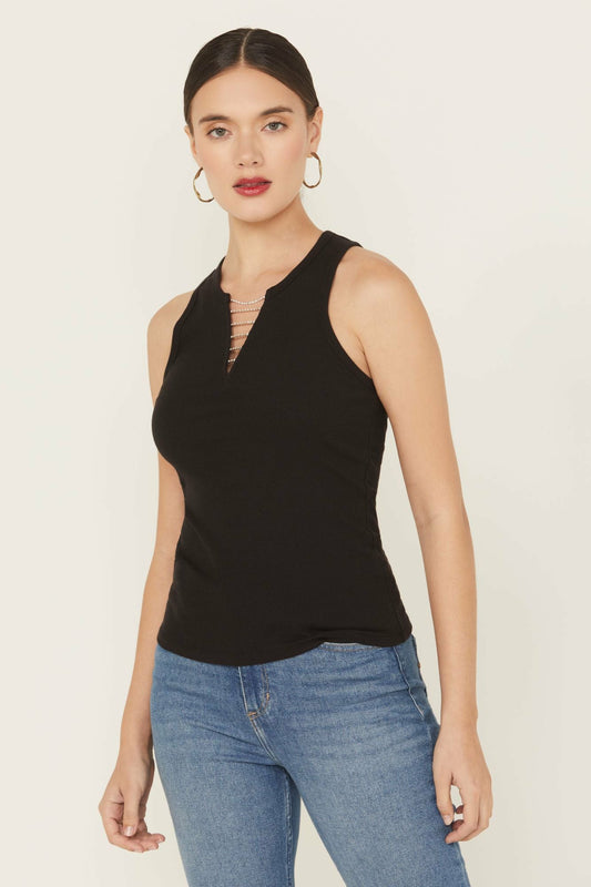 Idyllwind Women | Rhinestone Chain Ribbed Tank