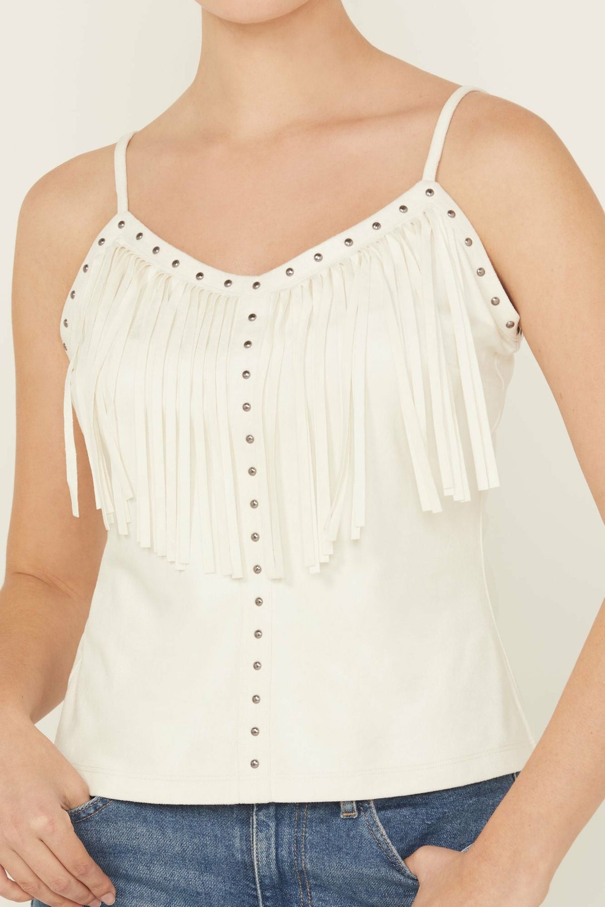 Idyllwind Women | Studded Fringe Faux Suede Tank Top