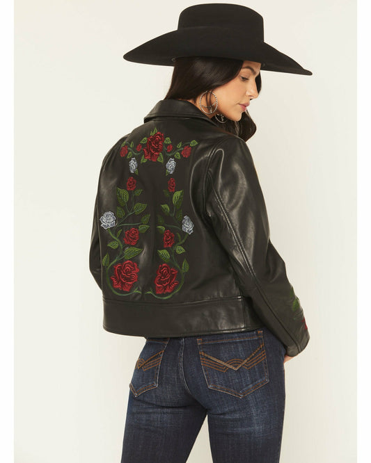 Idyllwind Women | Glenrose Floral Leather Jacket