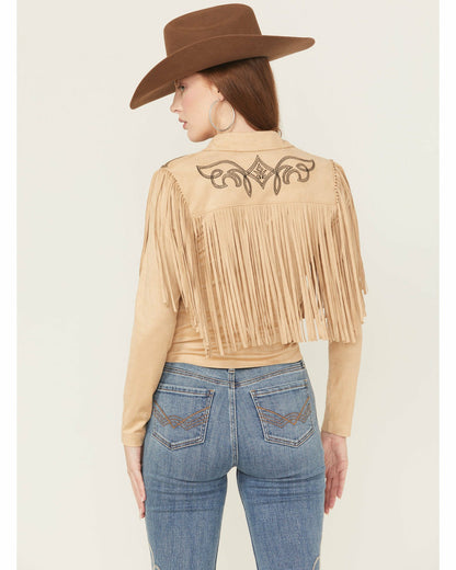 Idyllwind Women | McKinney Faux Suede Long Sleeve Fringe Top