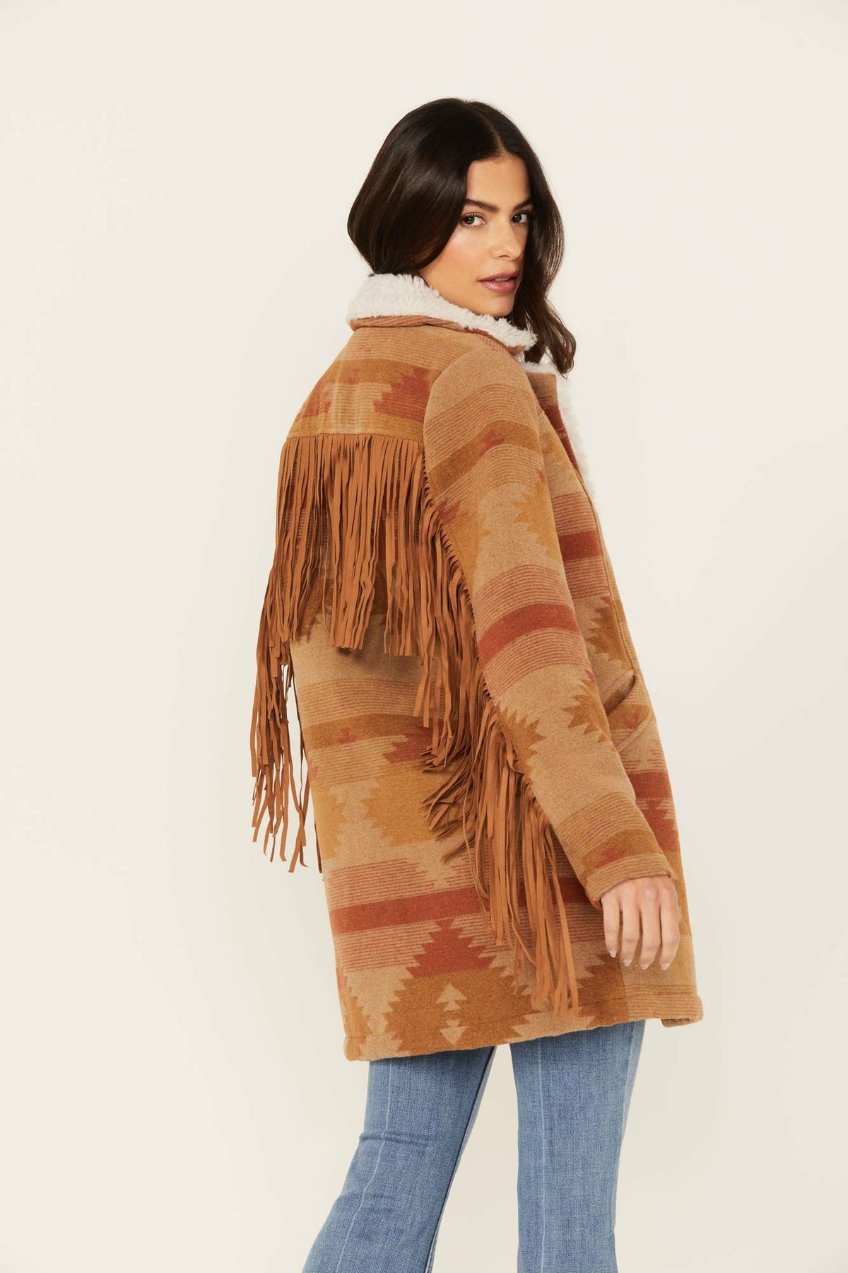 Idyllwind Women | Nettie Sherpa Collar Tonal Blanket Coat