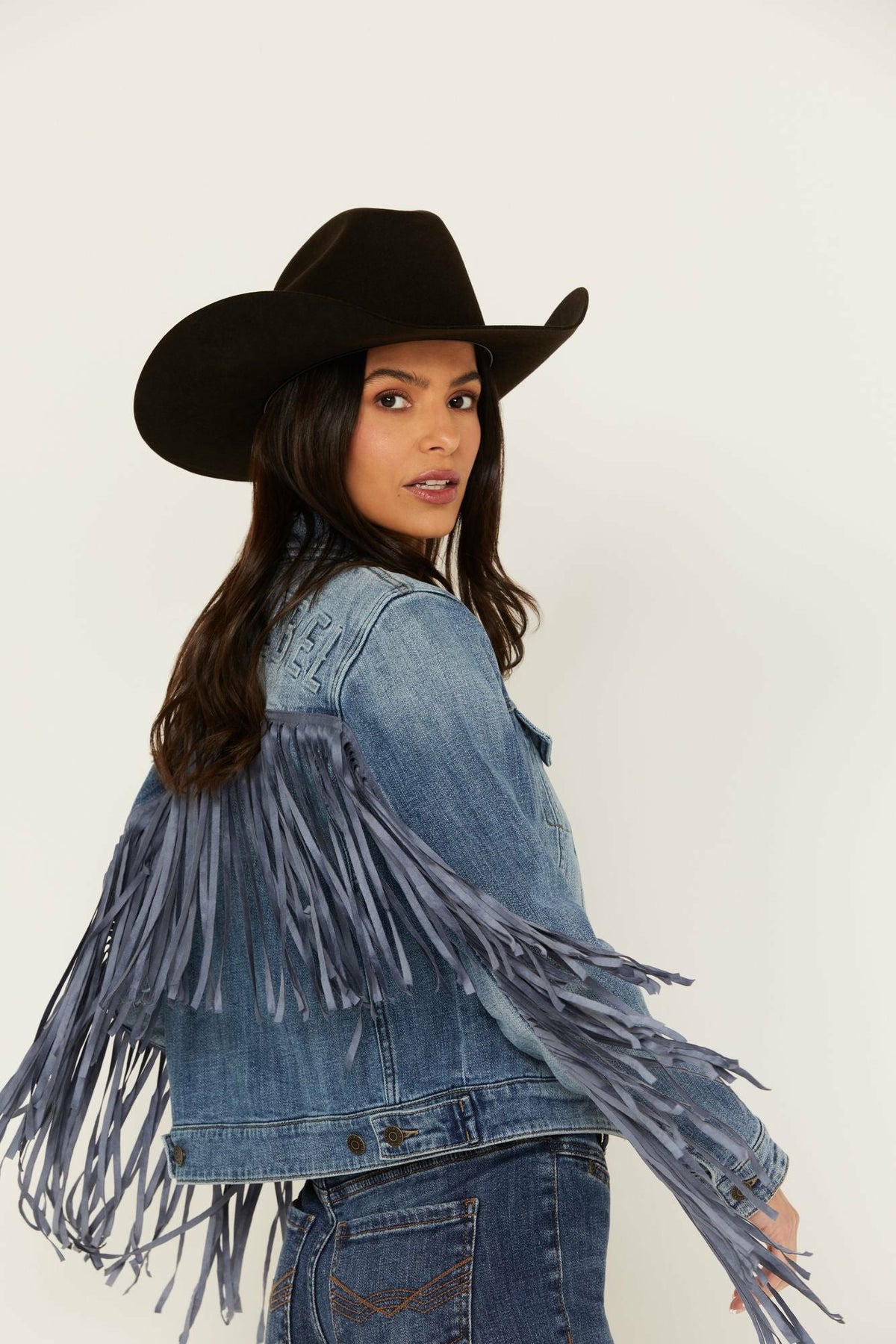 Idyllwind Women | Rodeo Rebel Embossed Fringe Trucker Jacket
