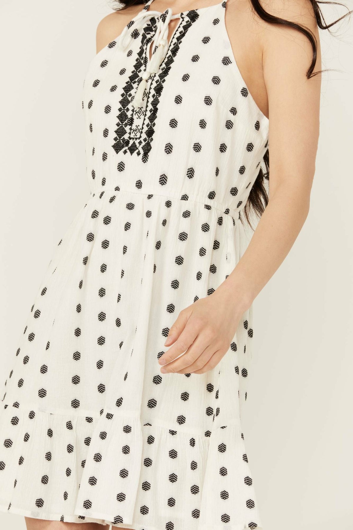 Idyllwind Women | Zelida Embroidered Halter Neck Mini Dress